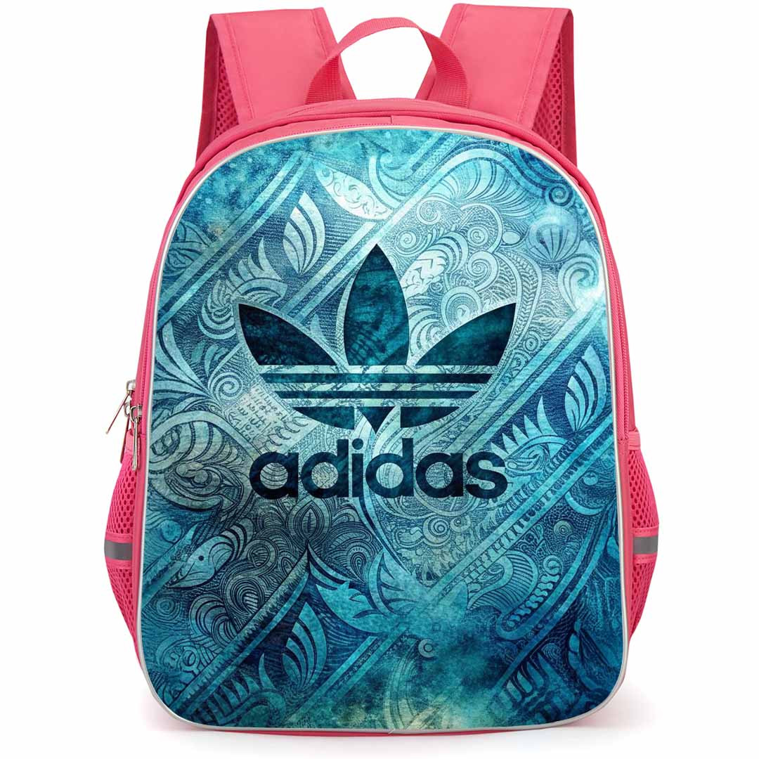 Adidas Backpack School Bag StudentPack - Adidas Logo ON Navy Blue Tribal Hawaiian Print Background