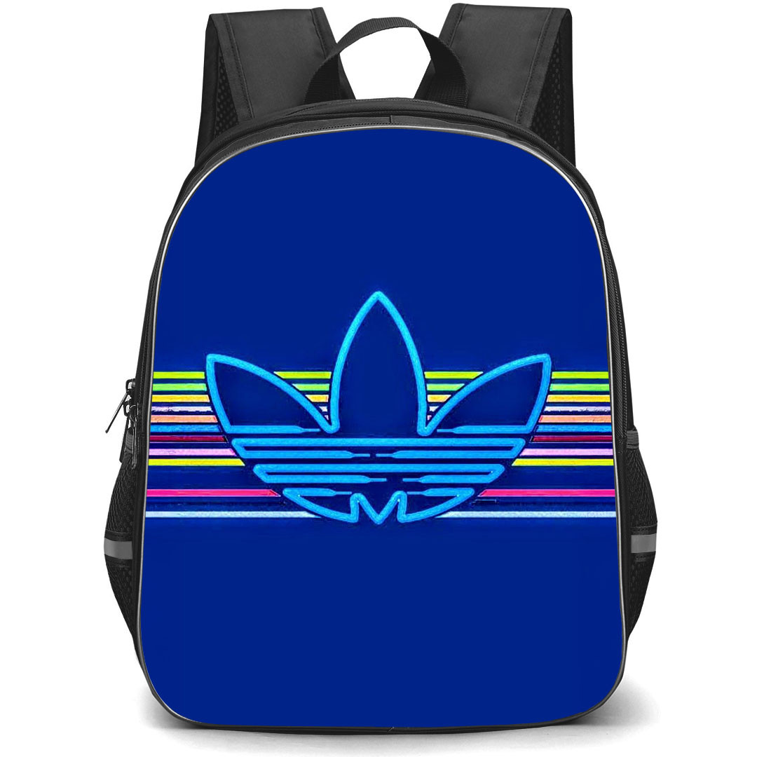 Adidas Backpack School Bag StudentPack - Adidas Neon Logo On Navy Blue Background