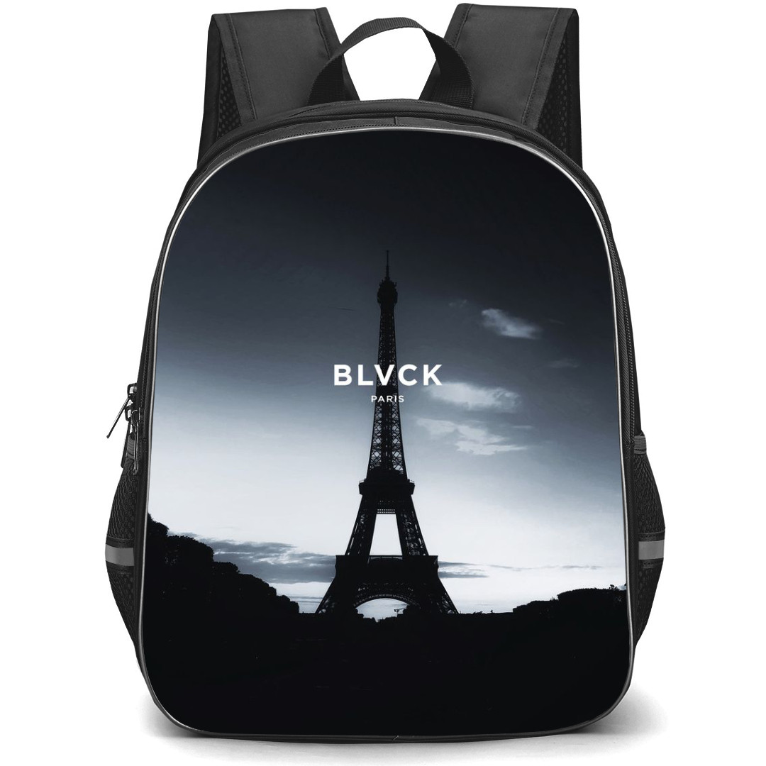 Blvck Paris Backpack StudentPack - Blvck Paris Logo On Black And White Eiffel Tower Background