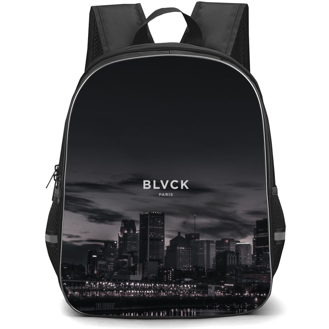 Blvck Paris Backpack StudentPack - Blvck Paris Logo On Grayscale City Night Background
