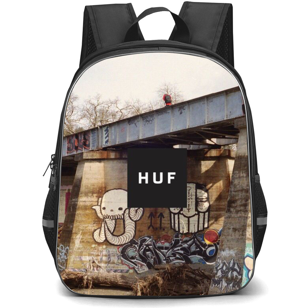 HUF Backpack StudentPack - HUF Abandoned Bridge Graffiti Background