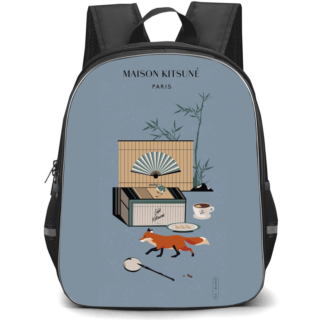 Maison Kitsune Backpack StudentPack - Maison Kitsune Logo Blue Background