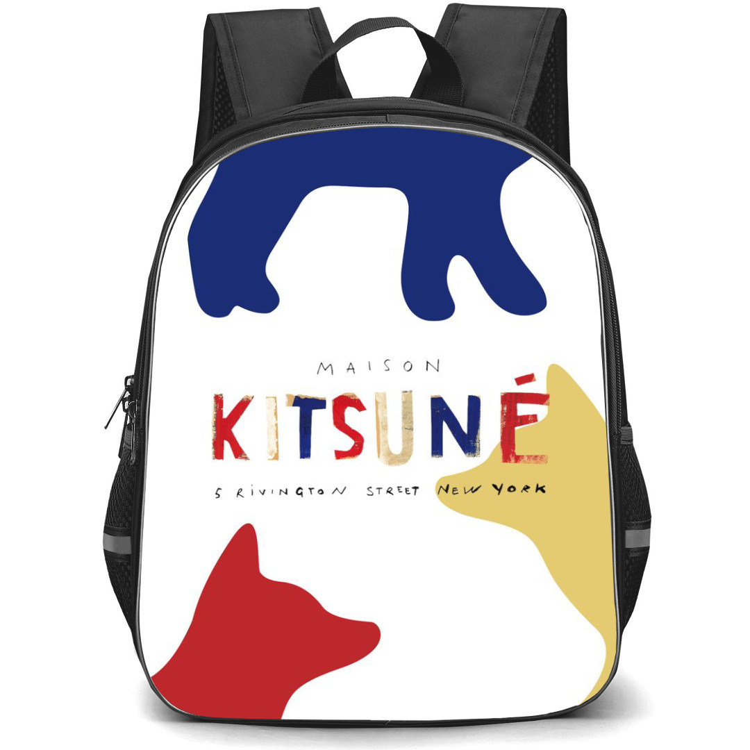 Maison Kitsune Backpack StudentPack - Maison Kitsune Logo Three Dogs White Background
