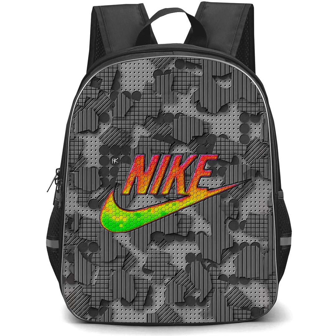 Nike Backpack School Bag StudentPack - Nike Logo On Grayscale Camouflage Background