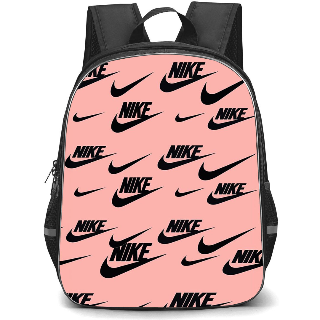 Nike Backpack School Bag StudentPack - Nike Logo Pattern Art On Pink Background