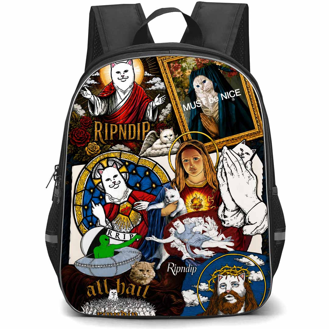 Apparel Ripndip Backpack School Bag StudentPack - Apparel Ripndip Sacred Cat Collage Poster