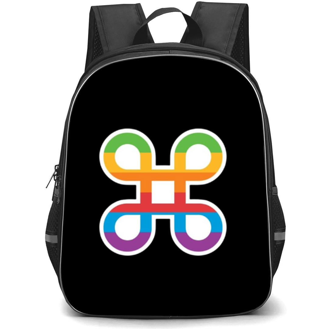 Apple Mac Backpack School Bag StudentPack - Macintosh Command Symbol Rainbow Sticker Art