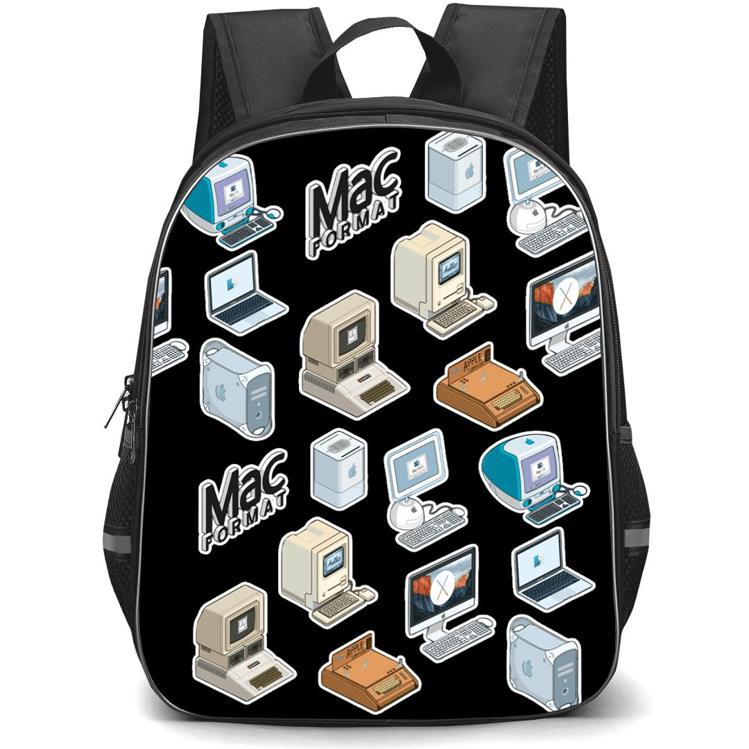 Apple Mac Backpack School Bag StudentPack - Macintosh Computer Designs Illustrated Collage