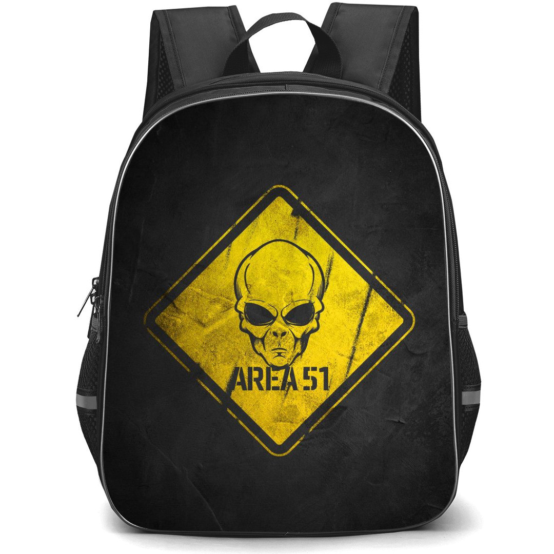 Area 51 Backpack StudentPack - Alien Head Yellow Sign Post