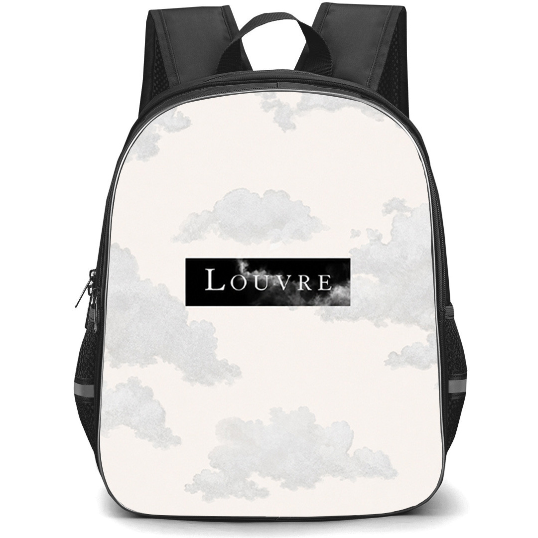 Louvre Backpack School Bag StudentPack - Louvre Logo With Soft Clouds Museum Art