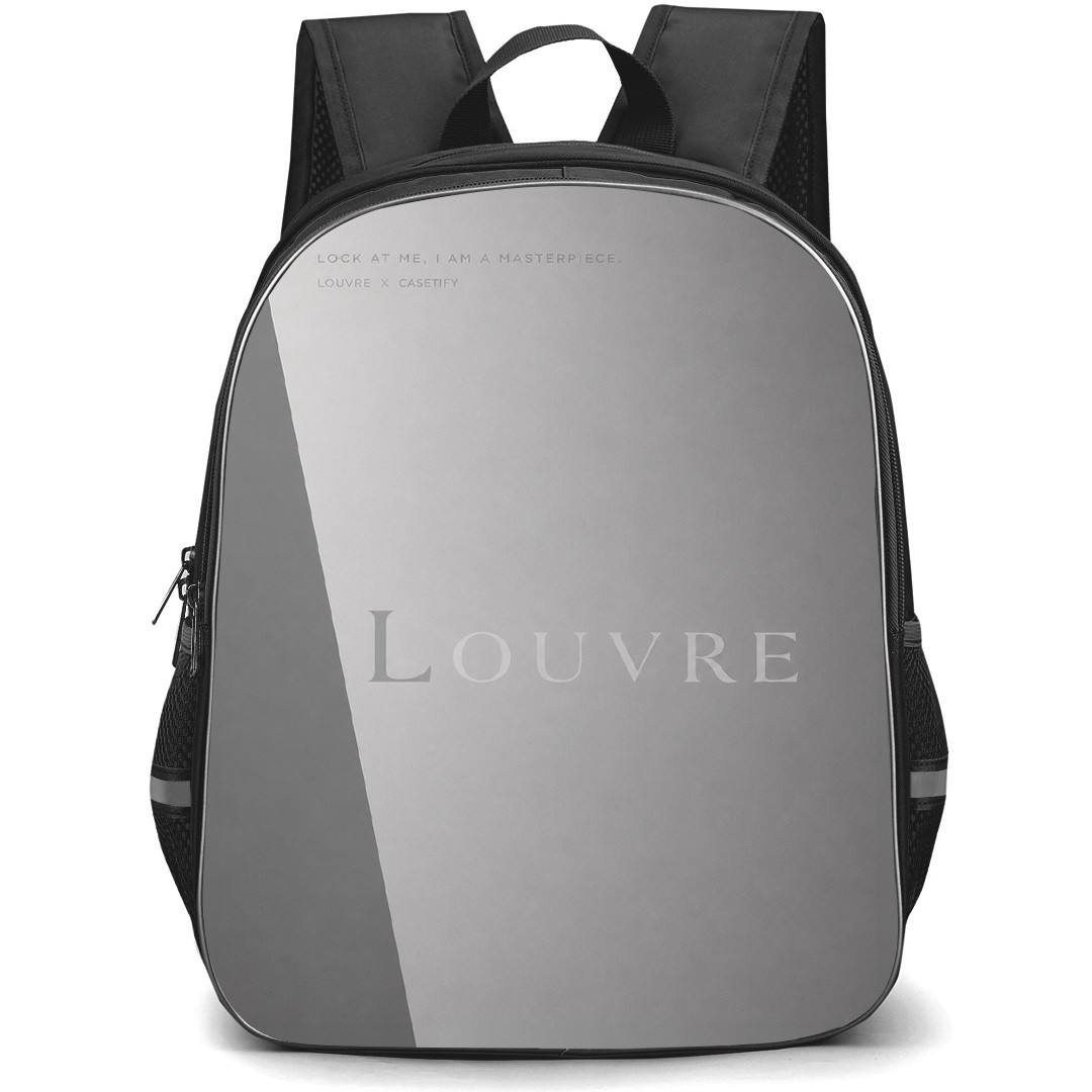 Louvre Backpack School Bag StudentPack - Louvre I Am a Masterpiece Minimalist Museum Art