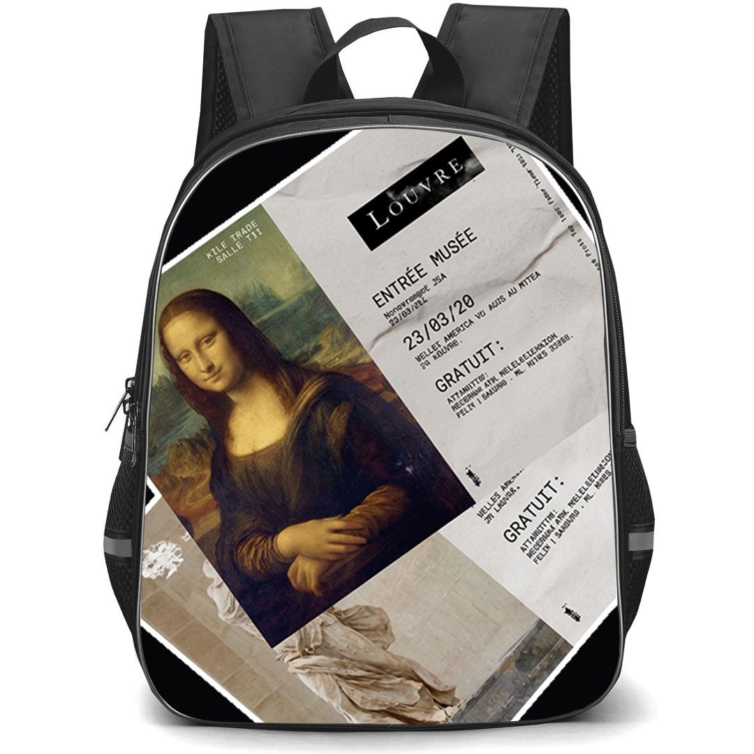 Louvre Backpack School Bag StudentPack - Louvre Mona Lisa Museum Ticket Sticker