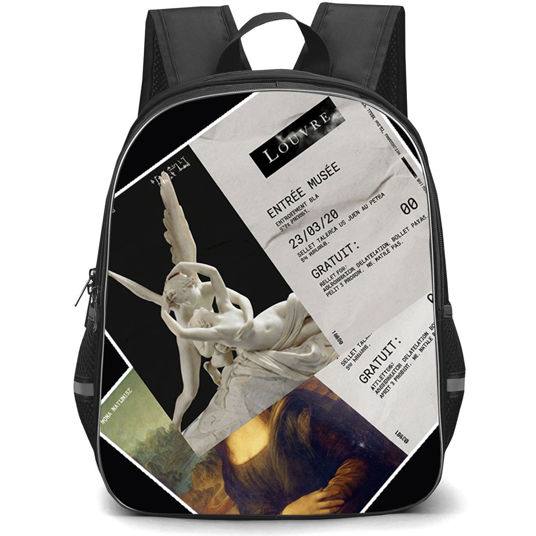 Louvre Backpack School Bag StudentPack - Louvre Psyche Revived By Cupids Kiss Museum Ticket Sticker