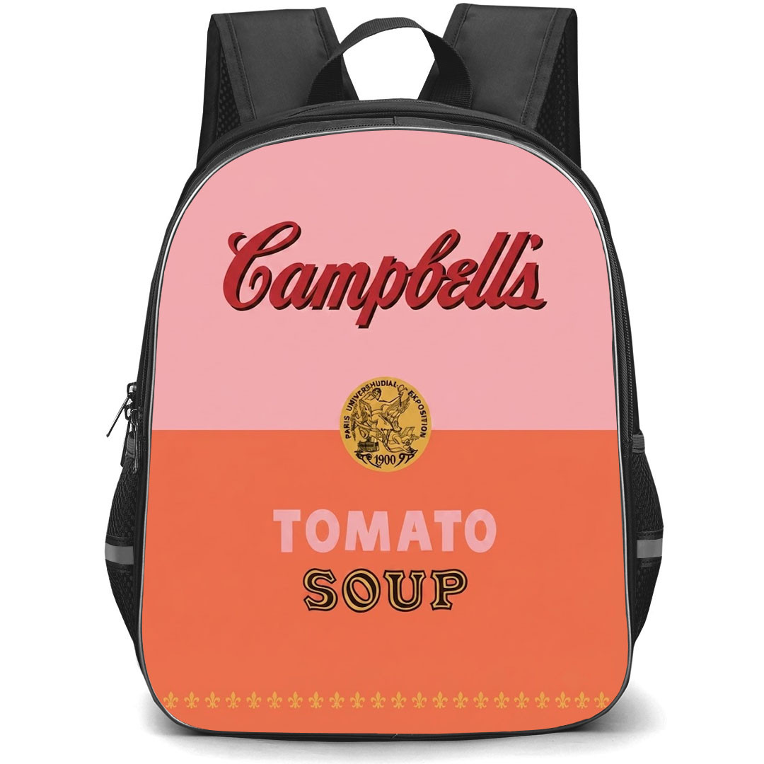Andy Warhol Backpack School Bag StudentPack - Andy Warhol Pink Campbells Tomato Soup Pop Art Illustration Poster