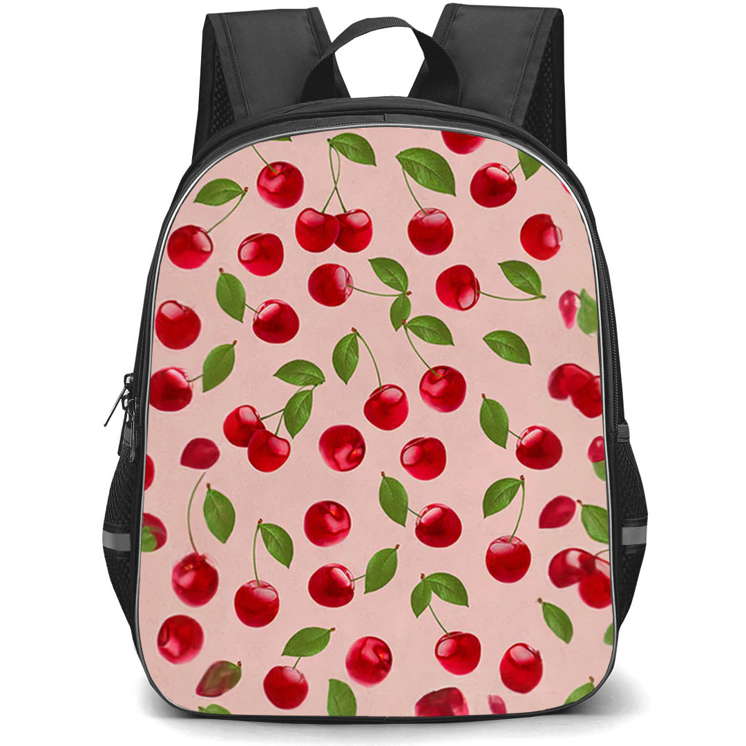 Burga Art Pattern School Backpack StudentPack - Burga Afternoon Treat A Bunch of Cherry Fruits Pattern Art