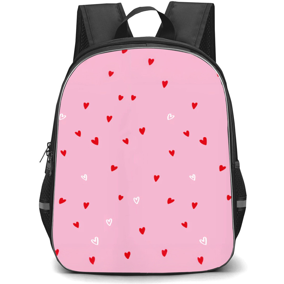 Coconut Lane Art Pattern School Backpack StudentPack - Coconut Lane Cute Heart On Pink Background