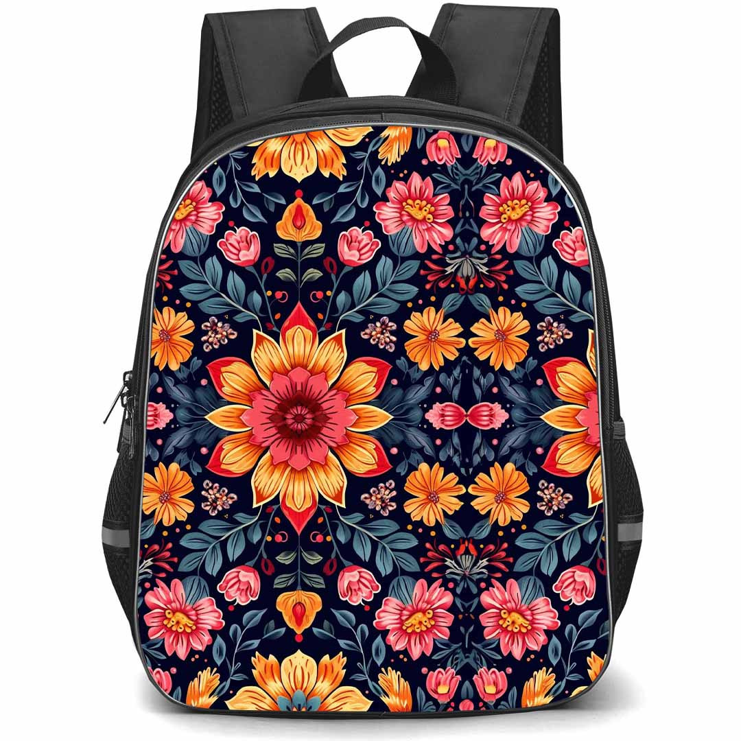 Floral Pattern Art School Backpack StudentPack - Floral Pattern Midnight Petals Poster