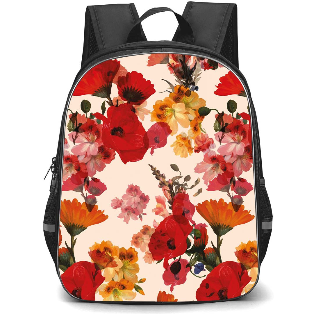Floral Pattern Art School Backpack StudentPack - Floral Pattern Mother Of Pearl Poster