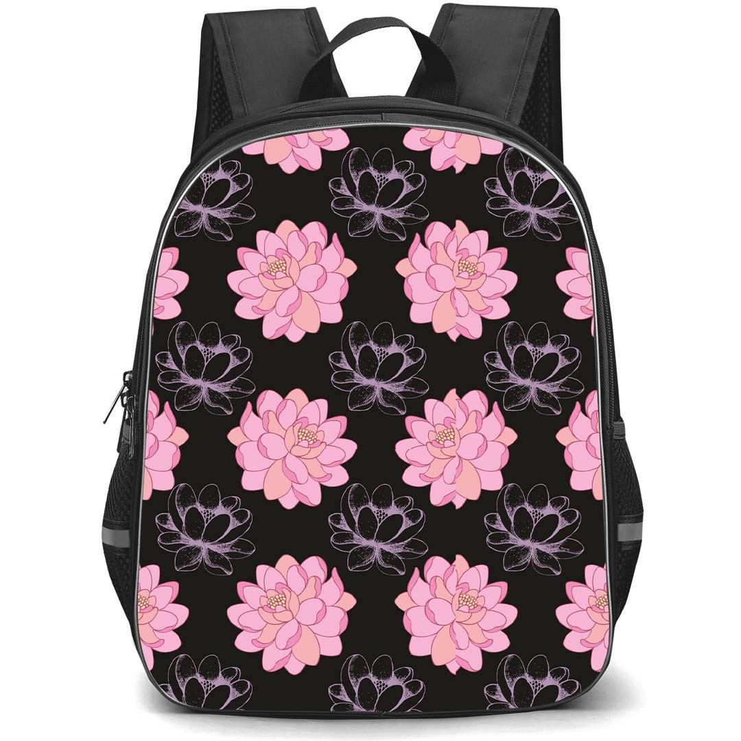 Floral Pattern Art School Backpack StudentPack - Floral Pattern Pink And Black Flower Art Poster