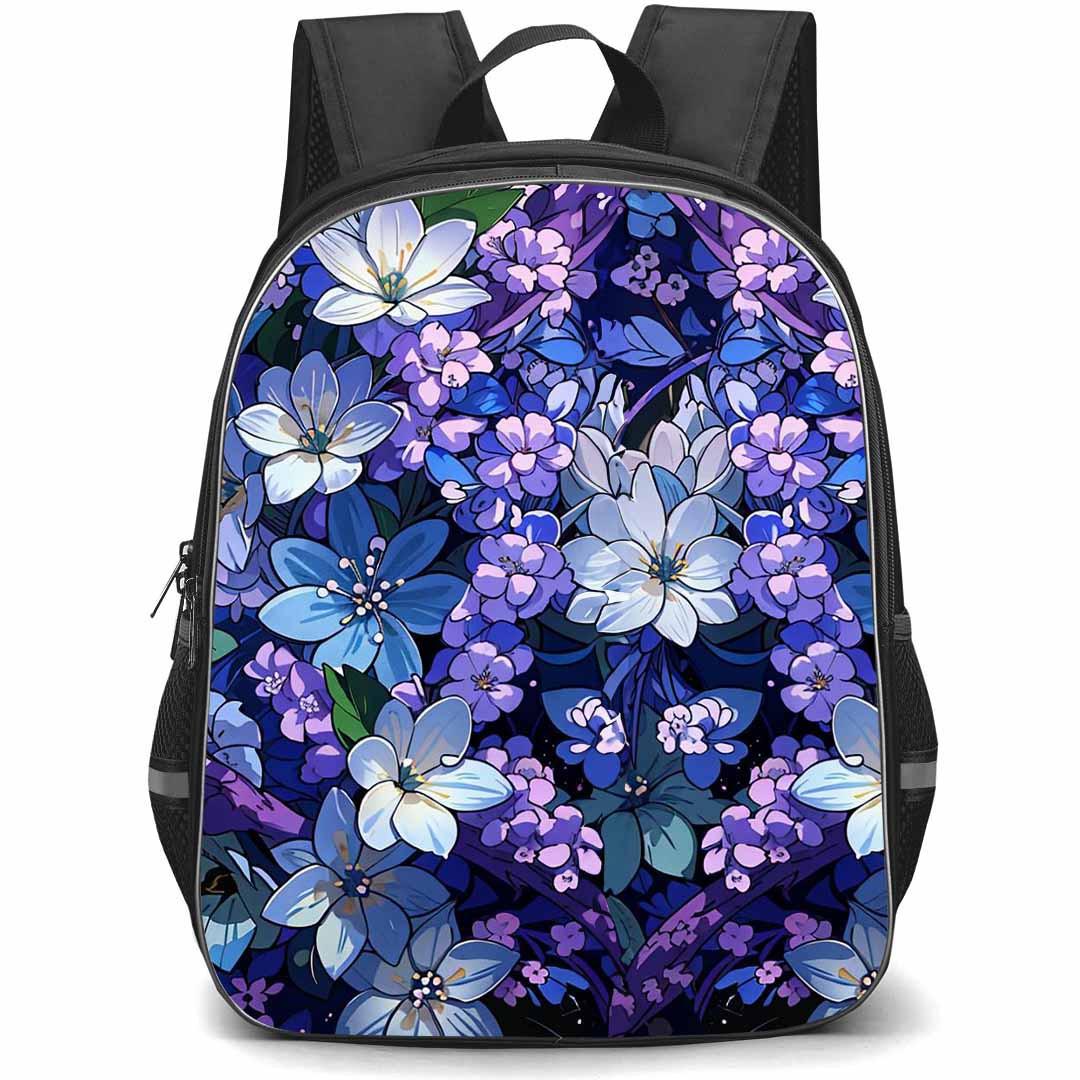 Floral Pattern Art School Backpack StudentPack - Floral Pattern Purple Bloom Haven Poster