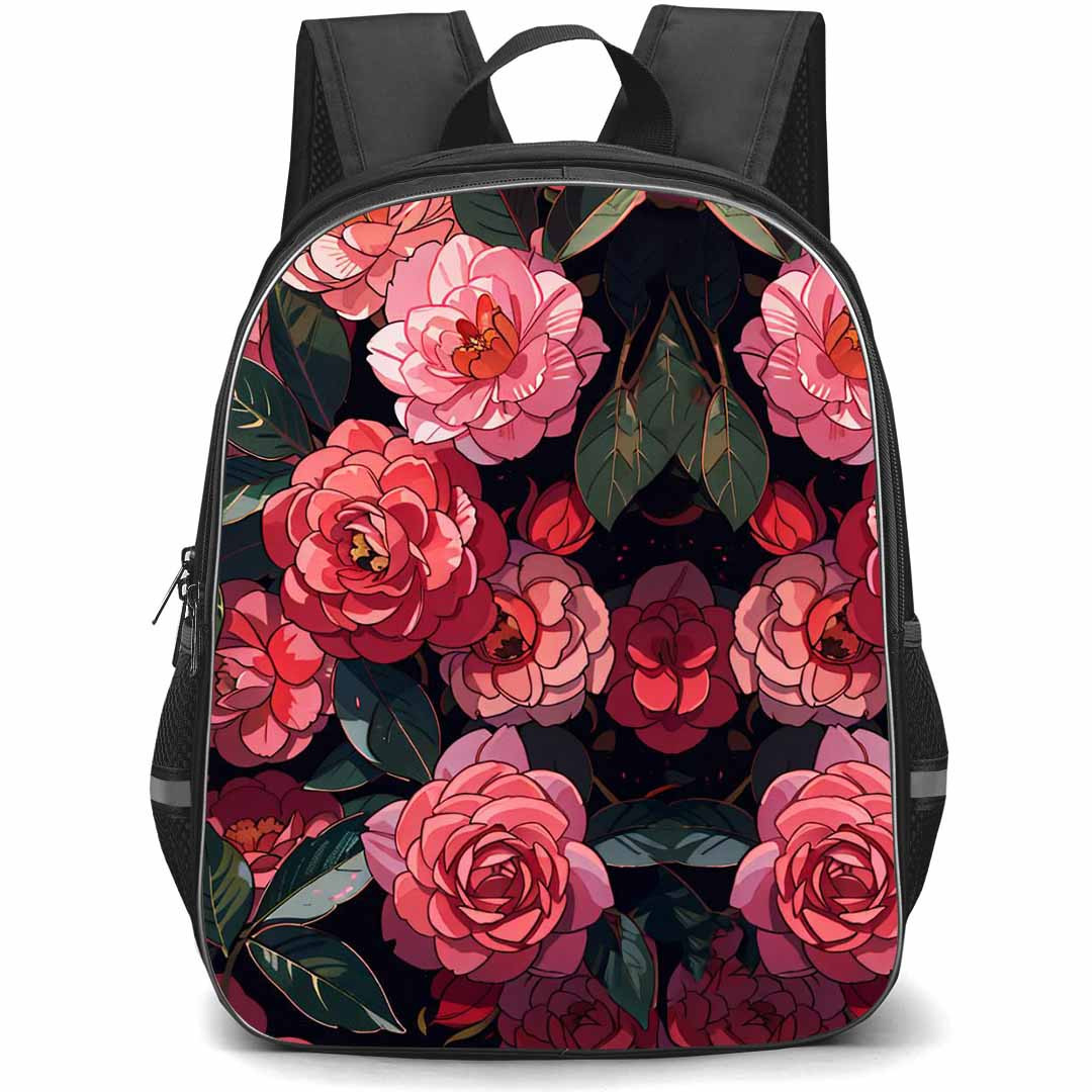 Floral Pattern Art School Backpack StudentPack - Floral Pattern Red Rose Garden Poster