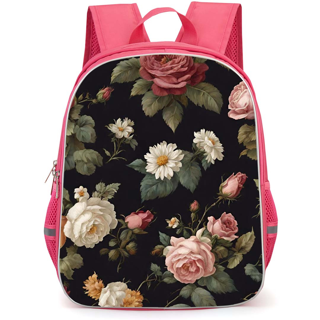 Floral Pattern Art School Backpack StudentPack - Floral Pattern Vintage Flowers Dark Background
