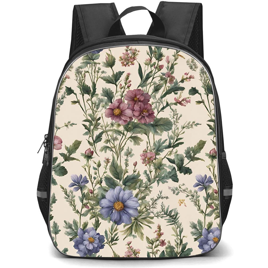Floral Pattern Art School Backpack StudentPack - Floral Pattern Vintage Flowers Poster