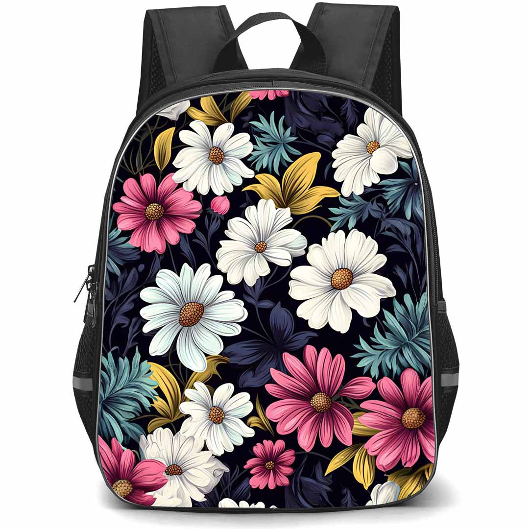 Floral Pattern Art School Backpack StudentPack - Floral Pattern White And Pink Flowers Illustration Poster