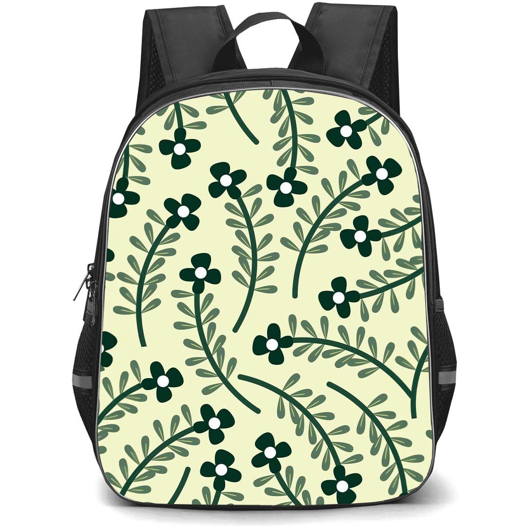 Floral Pattern Art School Backpack StudentPack - Floral Pattern White And Green Floral Poster