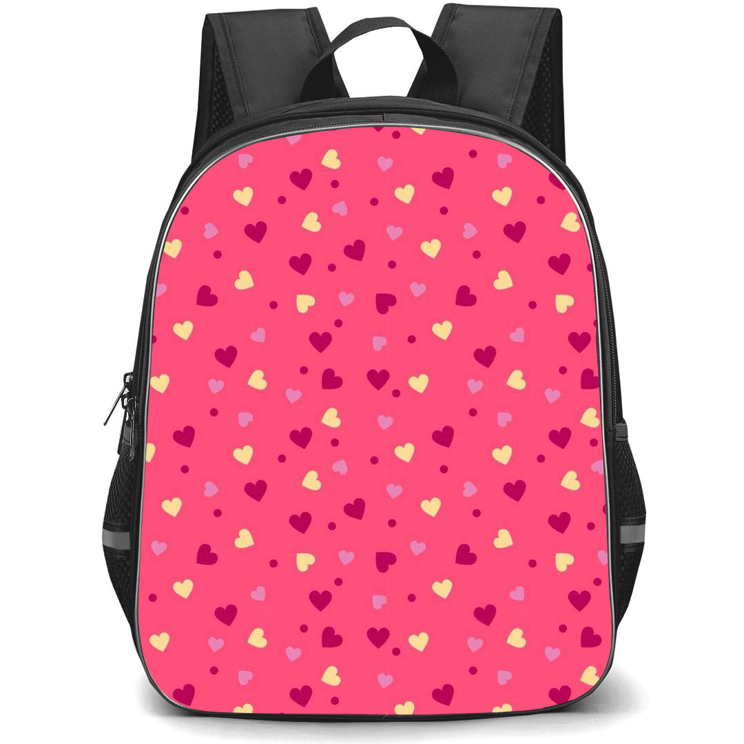 Heart Pattern School Backpack StudentPack - Heart Pattern Heartsy Junk Pink Background Poster