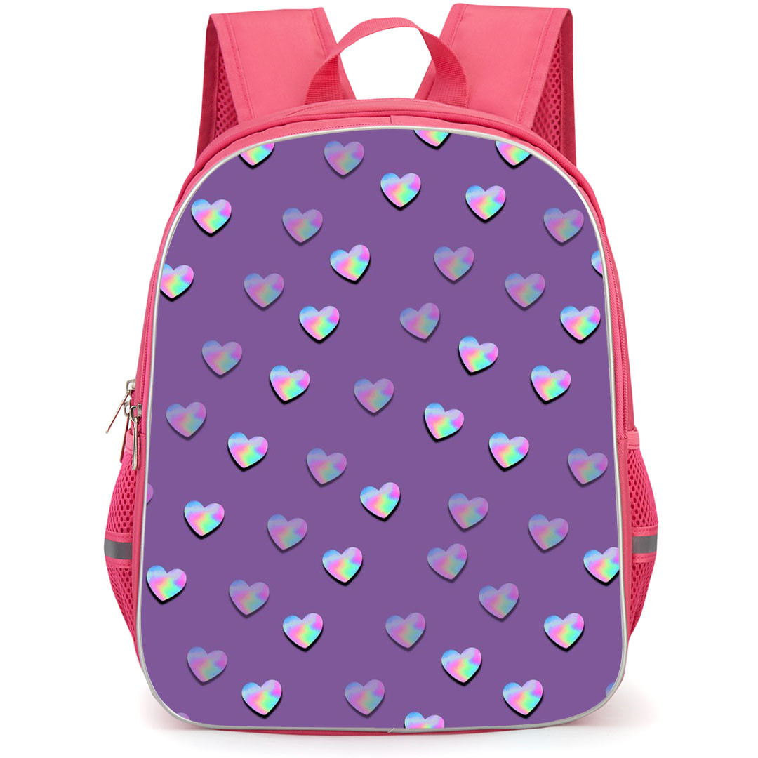 Heart Pattern School Backpack StudentPack - Heart Pattern Lovehearts In Lavender Poster