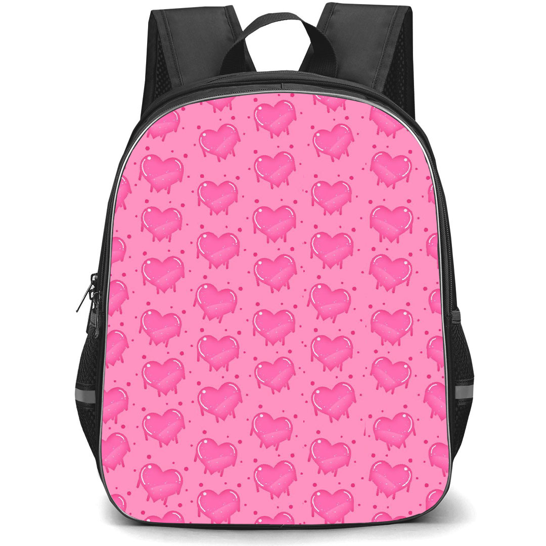 Heart Pattern School Backpack StudentPack - Heart Pattern Melting Hearts On Pink Background