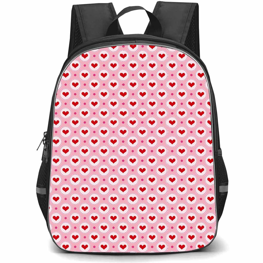 Heart Pattern School Backpack StudentPack - Heart Pattern Romantic Hearts In Cricle Poster
