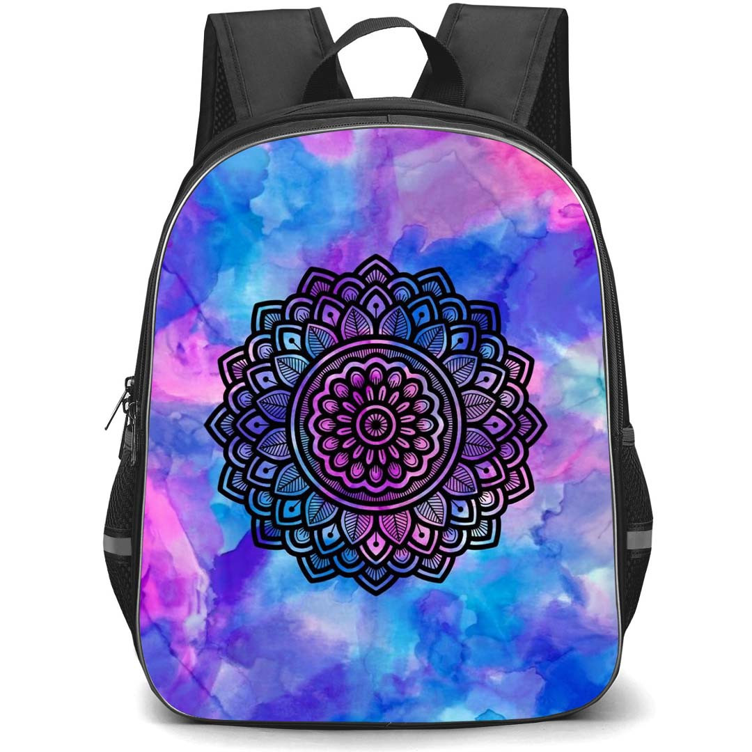 Mandala Pattern School Backpack StudentPack - Mandala Pattern Art In Blue And Pink Background