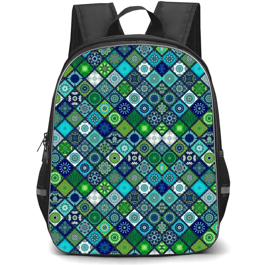 Mandala Pattern School Backpack StudentPack - Mandala Pattern Blue And Green Geometric Poster