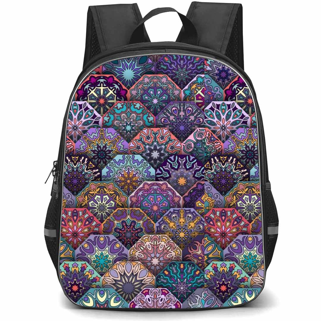 Mandala Pattern School Backpack StudentPack - Mandala Pattern Orange Purple Mosiac Texture Poster