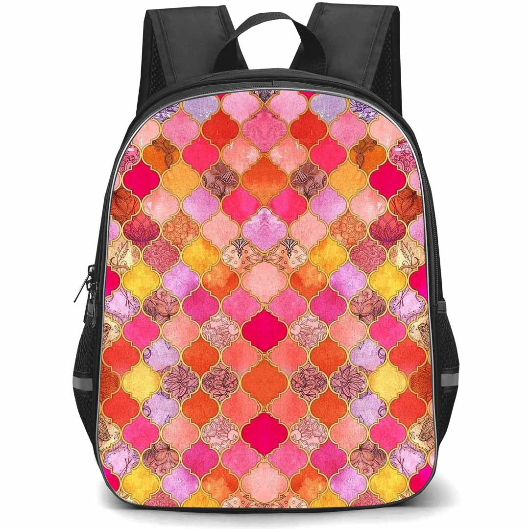 Mandala Pattern School Backpack StudentPack - Mandala Pattern Pink Gold Tangerine And Taupe Poster