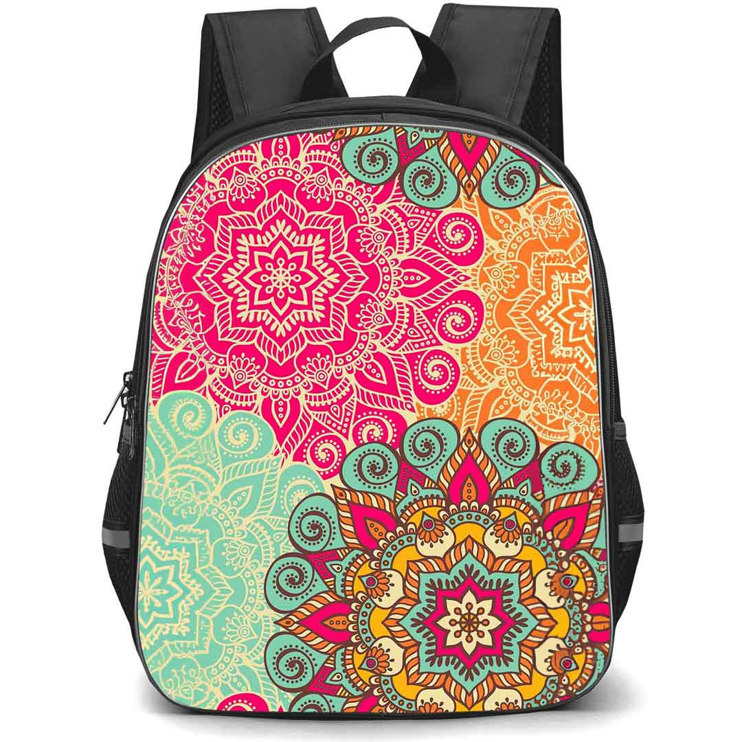 Mandala Pattern School Backpack StudentPack - Mandala Pattern Pink And Green Poster