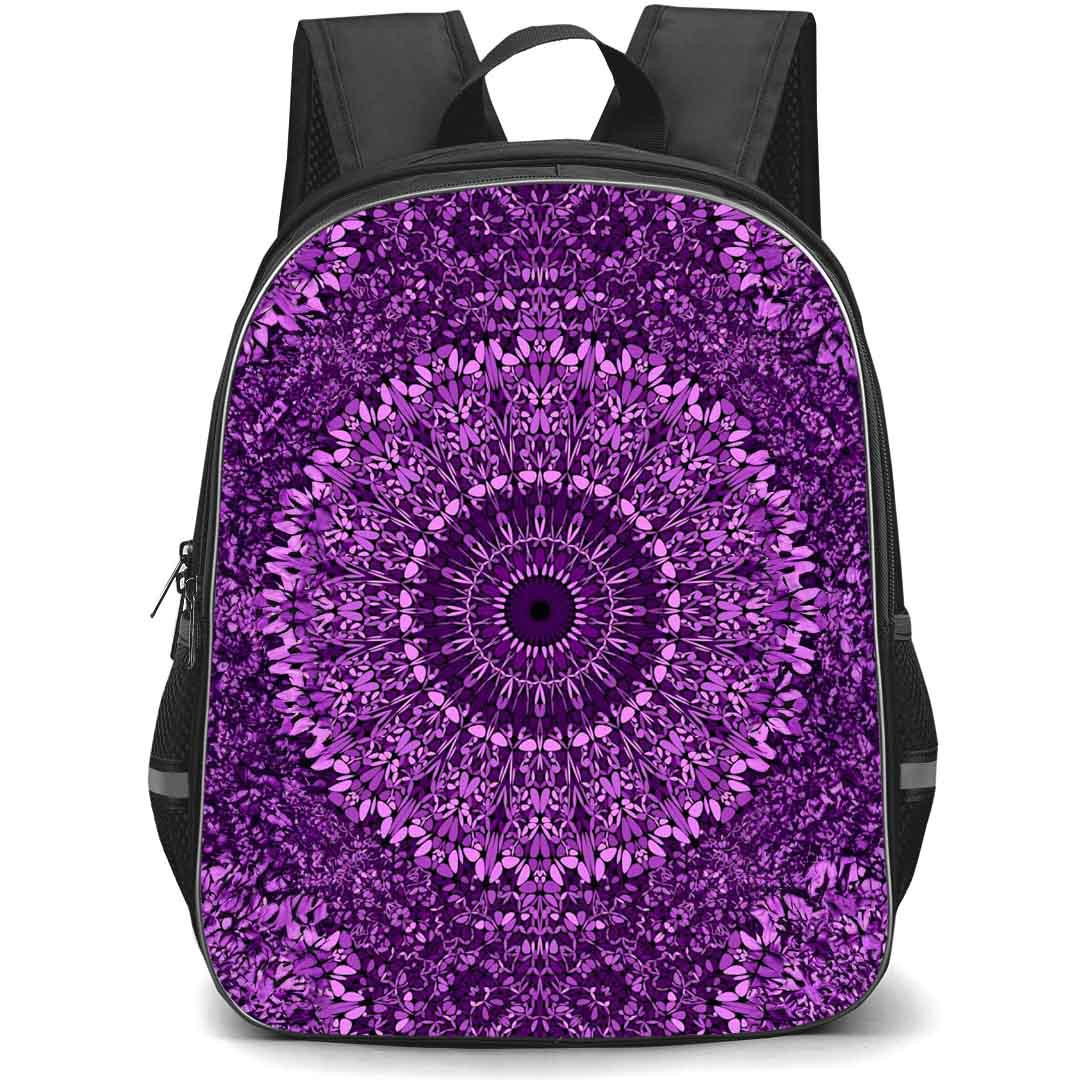 Mandala Pattern School Backpack StudentPack - Mandala Pattern Purple Floral Art Poster