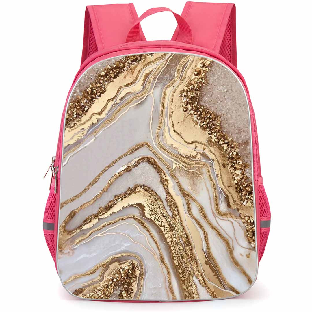 Marble Pattern School Backpack StudentPack - Marble Pattern Beige And Gold Marble Aesthetic