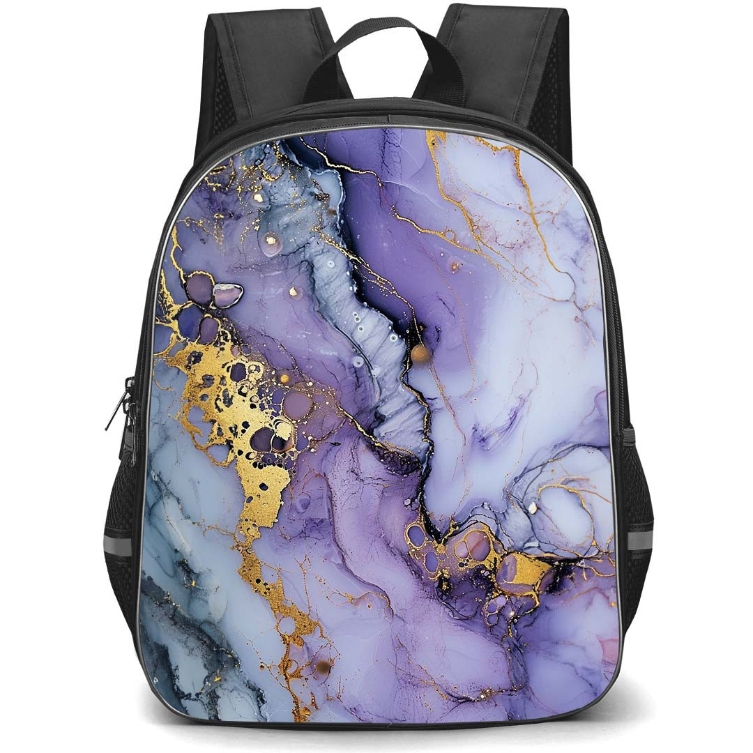Marble Pattern School Backpack StudentPack - Marble Pattern Blue And Gold Poster