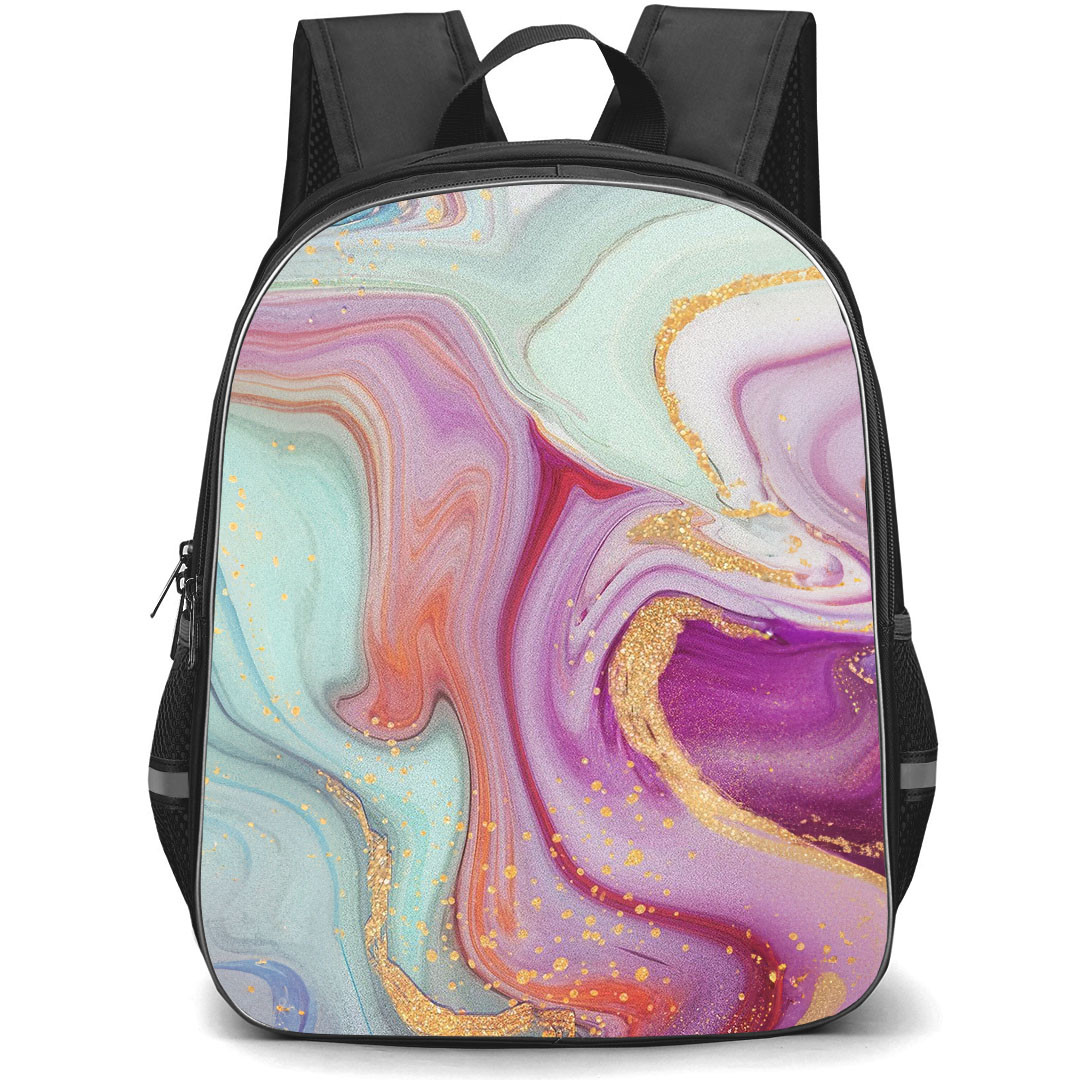 Marble Pattern School Backpack StudentPack - Marble Pattern Color Twisted Lines Poster