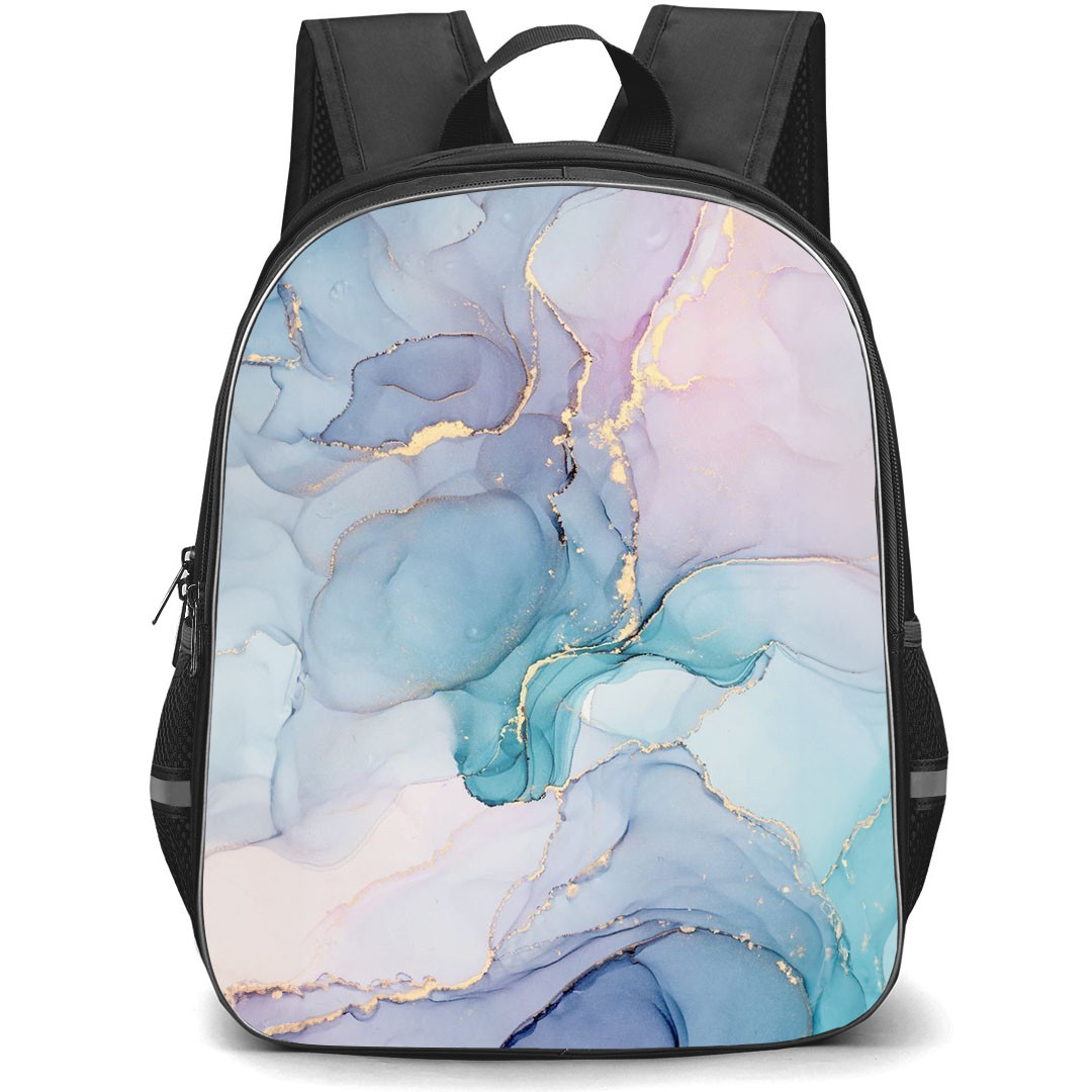 Marble Pattern School Backpack StudentPack - Marble Pattern Swirled Pastel Gold Inkscape Poster