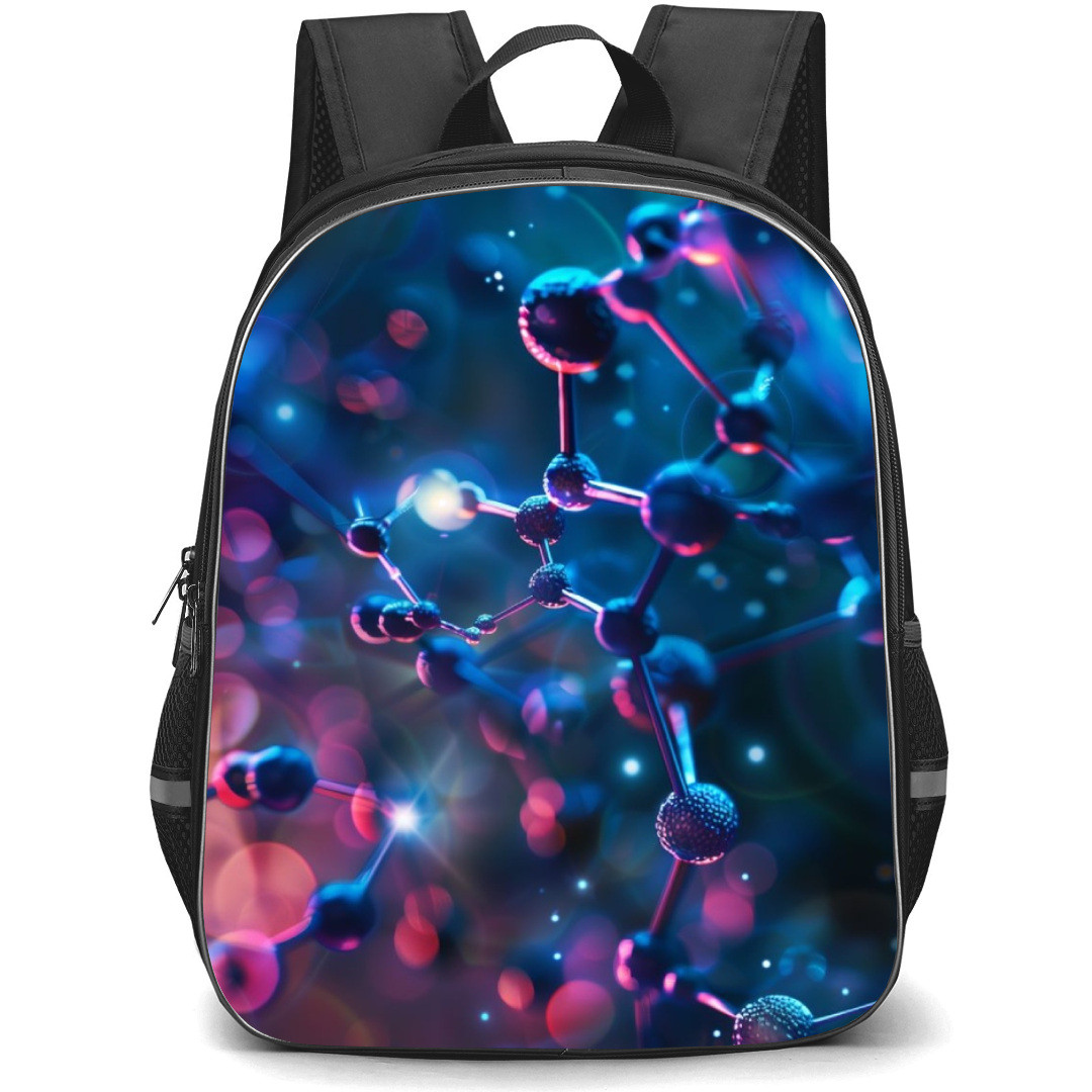 Art Pattern Backpack StudentPack - Biology Molecule Strands Blue Red