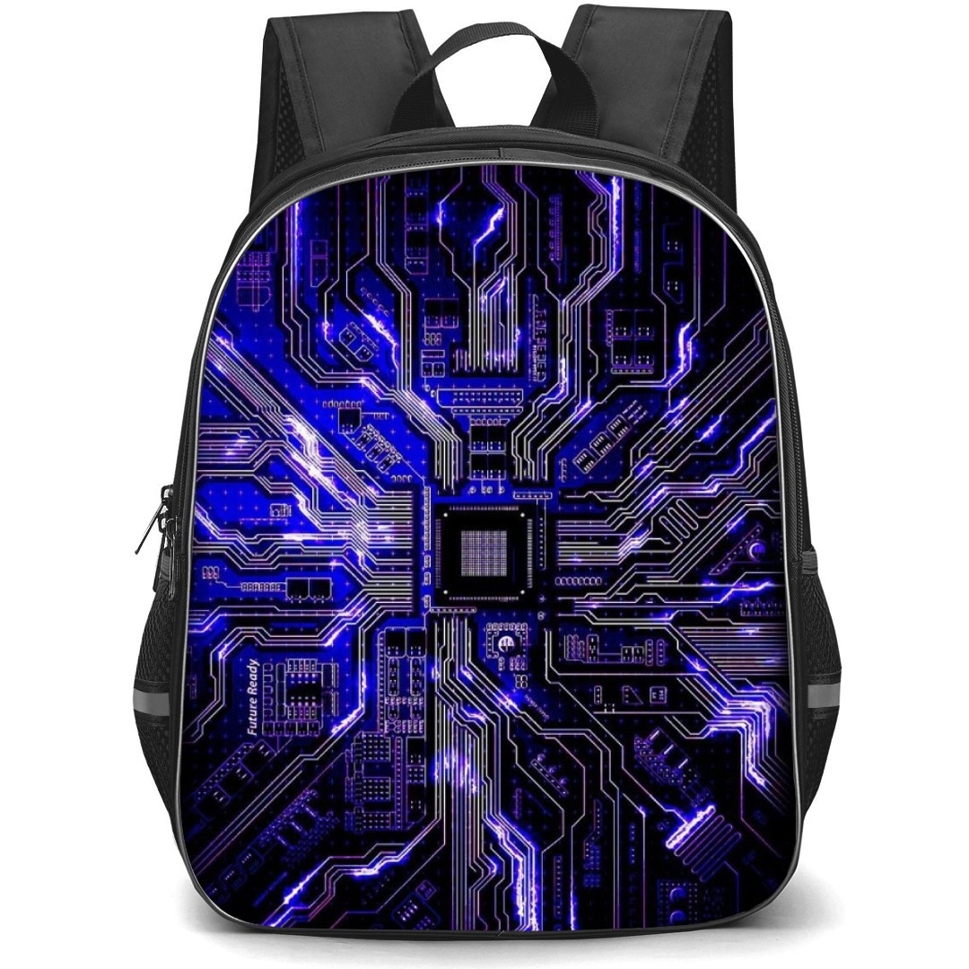Art Pattern Backpack StudentPack - Circuit Diagram Blue Electricity