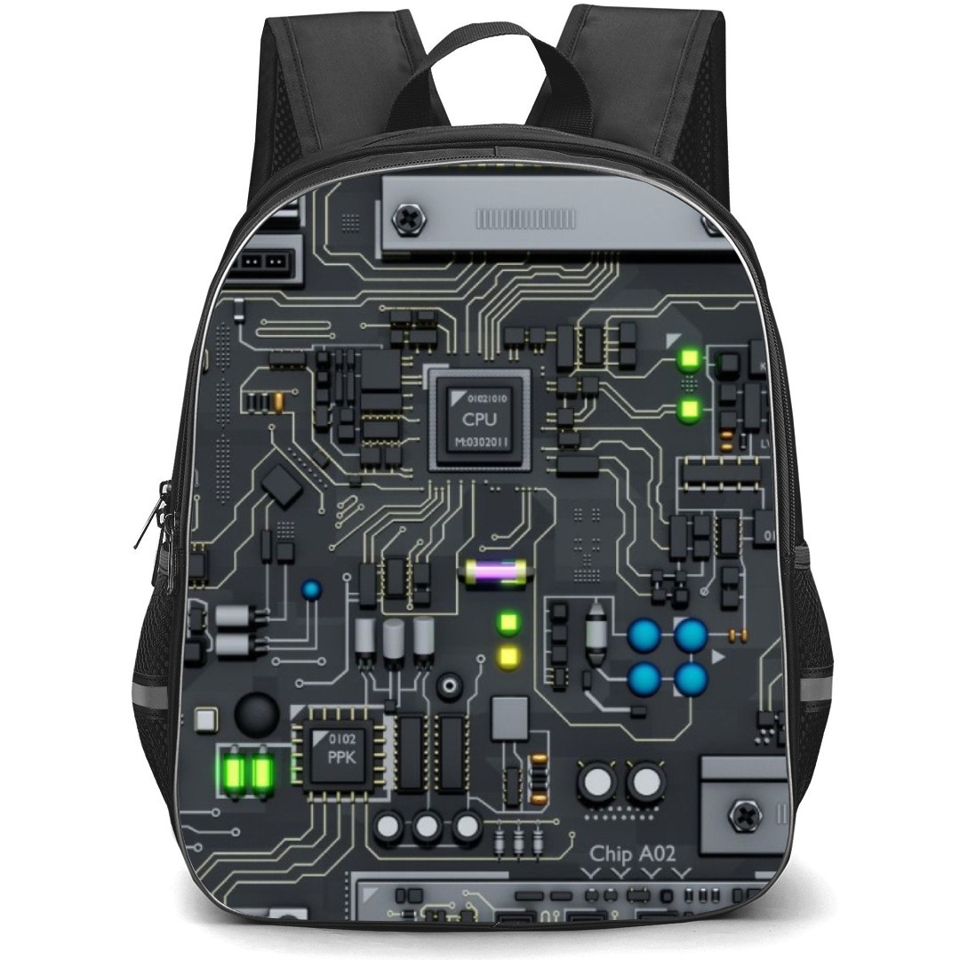 Art Pattern Backpack StudentPack - Circuit Diagram CPU Motherboard