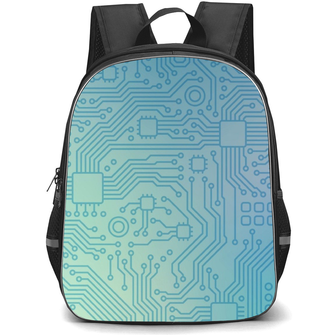 Art Pattern Backpack StudentPack - Circuit Diagram Teal Background