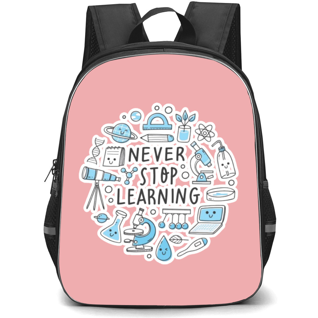 Art Pattern Backpack StudentPack - Never Stop Learning Blue Water Color