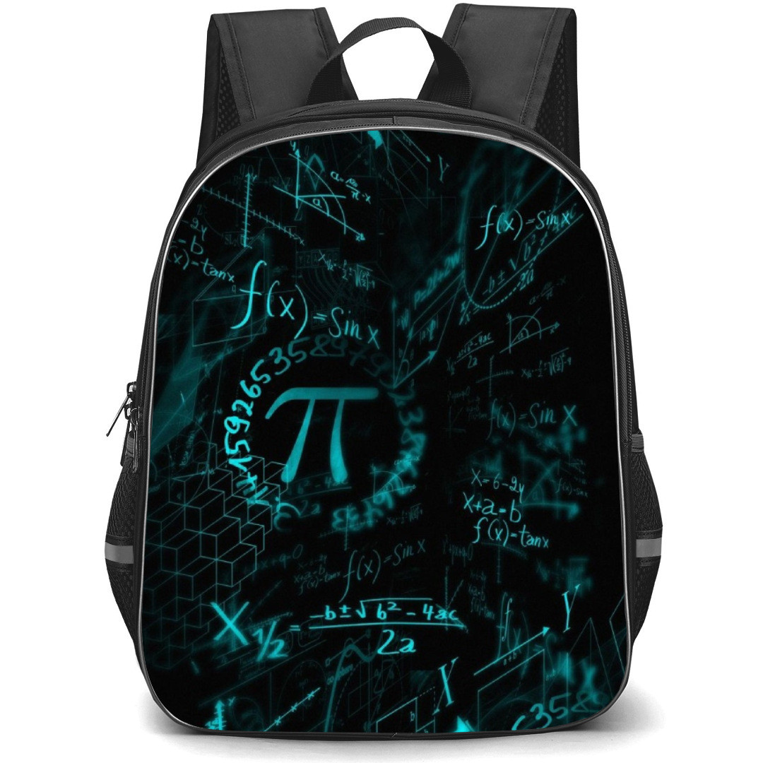 Art Pattern Backpack StudentPack - Pi Teal Font Black Background