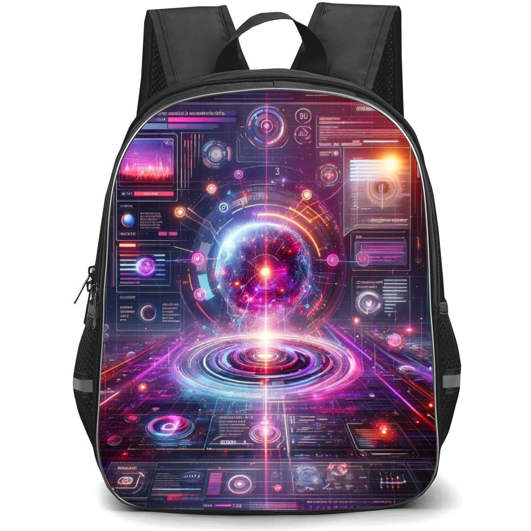 Art Pattern Backpack StudentPack - Science Pink Neon Interface